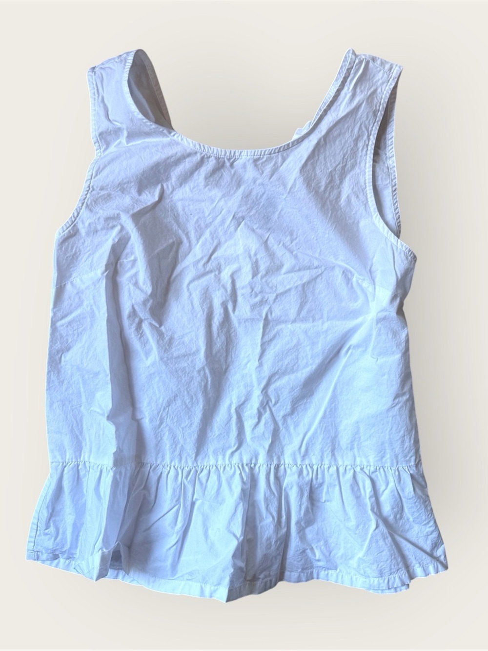 J Crew Factory white 100% cotton Bow-back peplum tank top like new condition